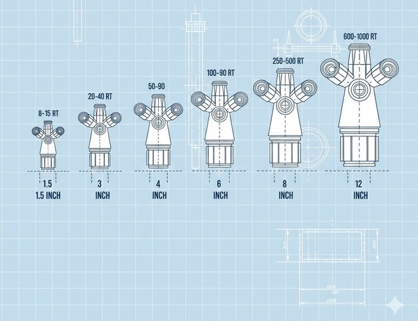 Chọn theo công suất tháp giải nhiệt (RT / m³/h)