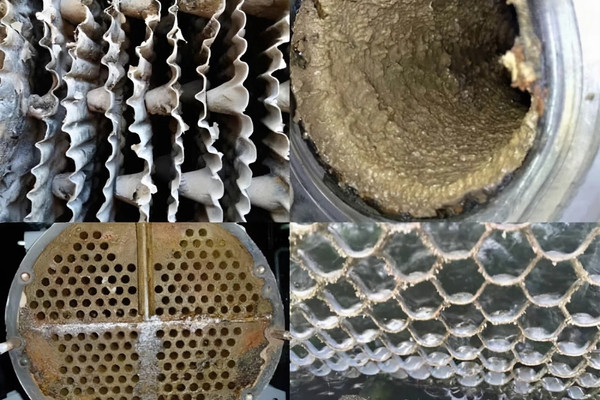 Cáu cặn tích tụ trên tấm tản nhiệt và đường ống tháp giải nhiệt